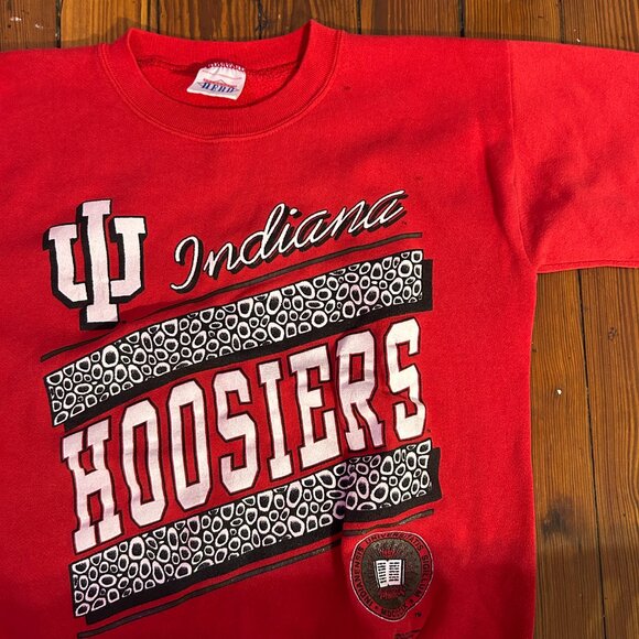 Vintage University of Indiana Hoosier's Red Pullover Sweatshirt - Picture 3 of 4